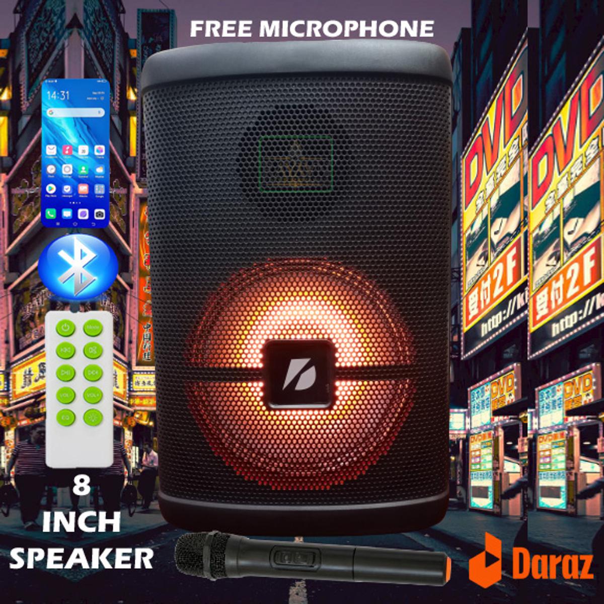 Rechargeable, portable, karaoke bluetooth speaker with remote and wireless microphone