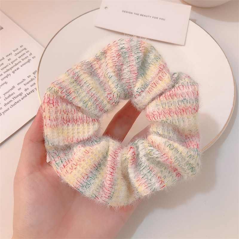Autumn and winter new sweet soft waxy hair rope wool knitted lace large intestine hair ring cute girl versatile hair rope hair accessories