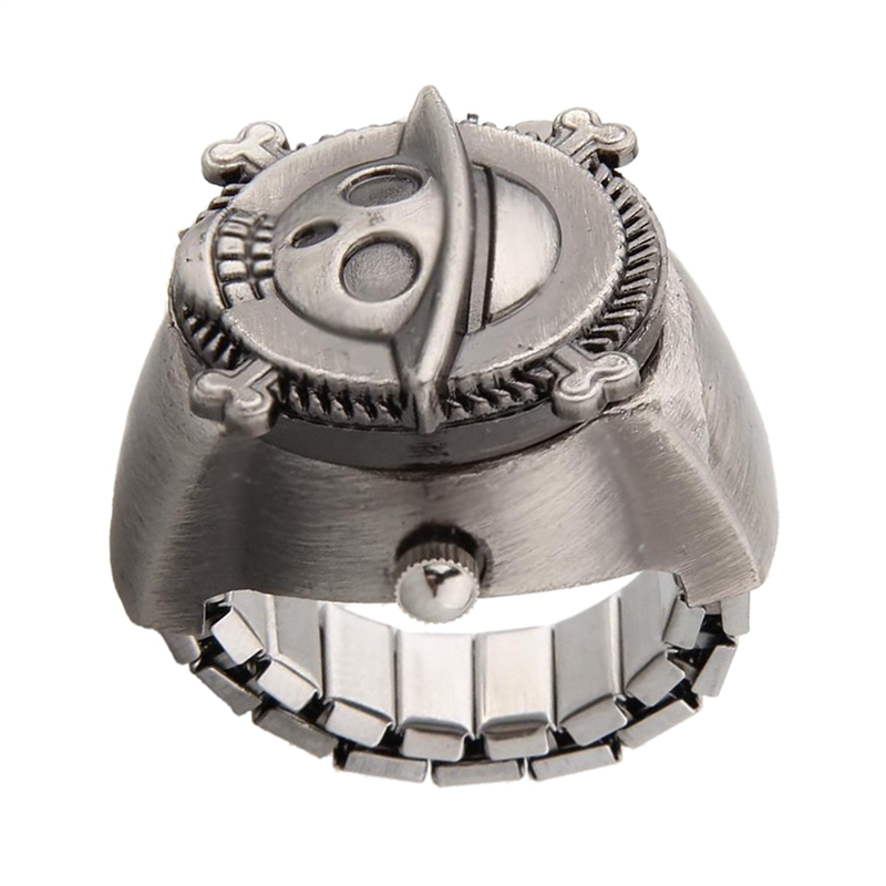 TWEXQNY 5X Vintage Cute Skull Pirate Metal Pocket Finger Ring Watch
