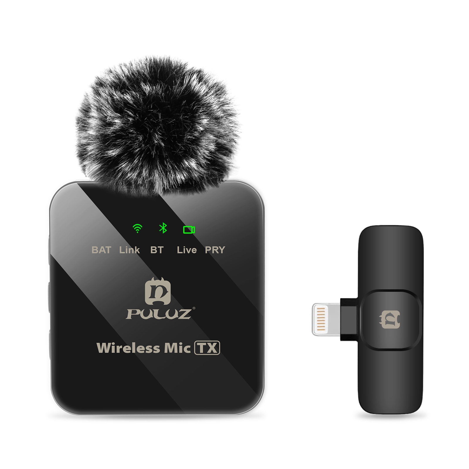 PULUZ Wireless Lavalier Microphone for iPhone / iPad, 8-Pin Receiver (Black). 