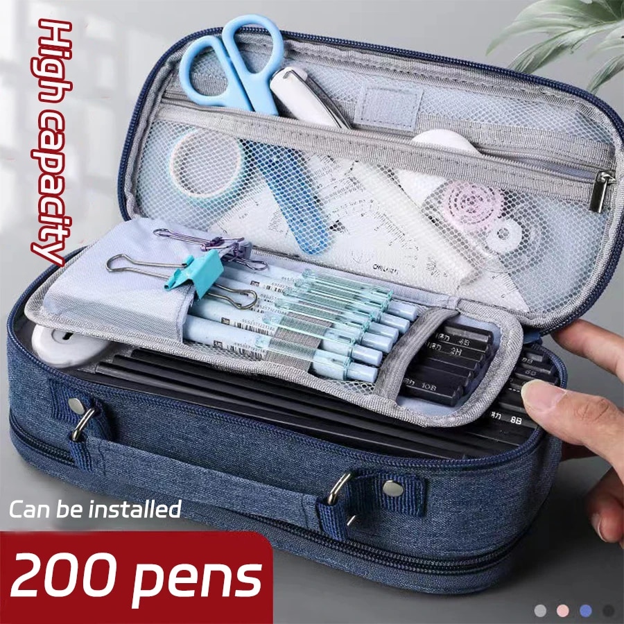 Portable Large Capacity Pencil Case Upper Pen Box Multifunctional Stationery Bag Boy Back to School Office Supplies Stationery. 