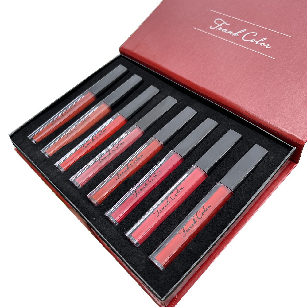 Frank Color Soft Velvet Lip Glaze Eight-piece Set Lipstick Long Lasting Moisturizing Waterproof Not Easy To Fade Not Easy To Dry Out Student Lip Gloss