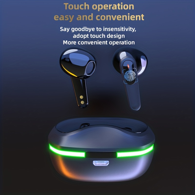 TWS V5.3 True wireless stereo earbuds, TWS gaming hand free headphone, touch button low latency low power consumption headset, Auto power on, ergonomic design, water proof IPX4 earphones with RGB light.. 