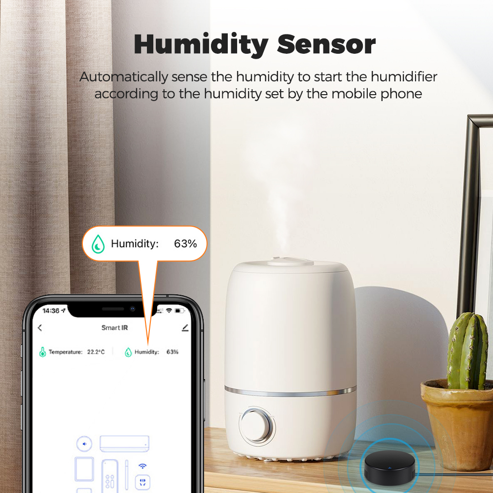 ROVF - Tuya Wifi IR Remote Control Universal Temperature Humidity Sensor - for Fan TV Voice Alexa Google Home. 