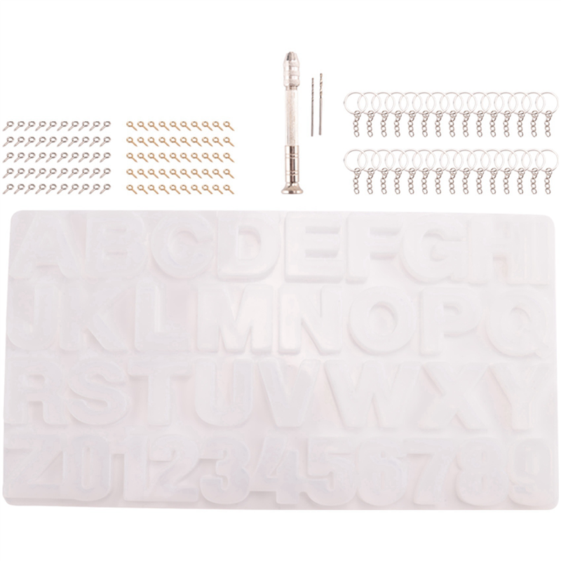 Epoxy Casting Mold Set Include 2X Hand Drill 4X Drill Bits 60X Keyrings 200X Screw Pins for Making DIY Resin Supplies. 