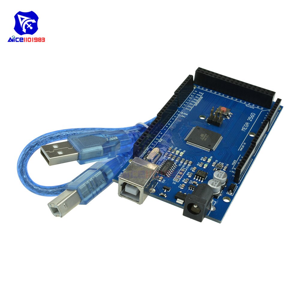 【happy one】Mega 2560 R3 Mega2560 REV3 Atmega2560-16AU CH340G Driver Board Module 5V 16MHz 256KB Memory with USB Type B Cable for Arduino. 