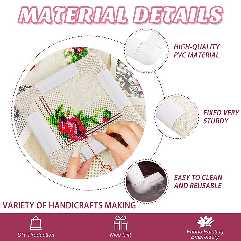 2Pc Cross Stitch Frame Square Embroidery Hoops Q Snaps for Cross Stitch Quilting Frame Sewing Hoop. 