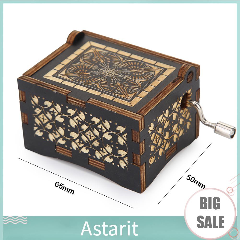 Astarit~Music Box, Engraved Musical Boxes, You are My Sunshine Wooden Carved Hand Cranked Music Box for Day. 