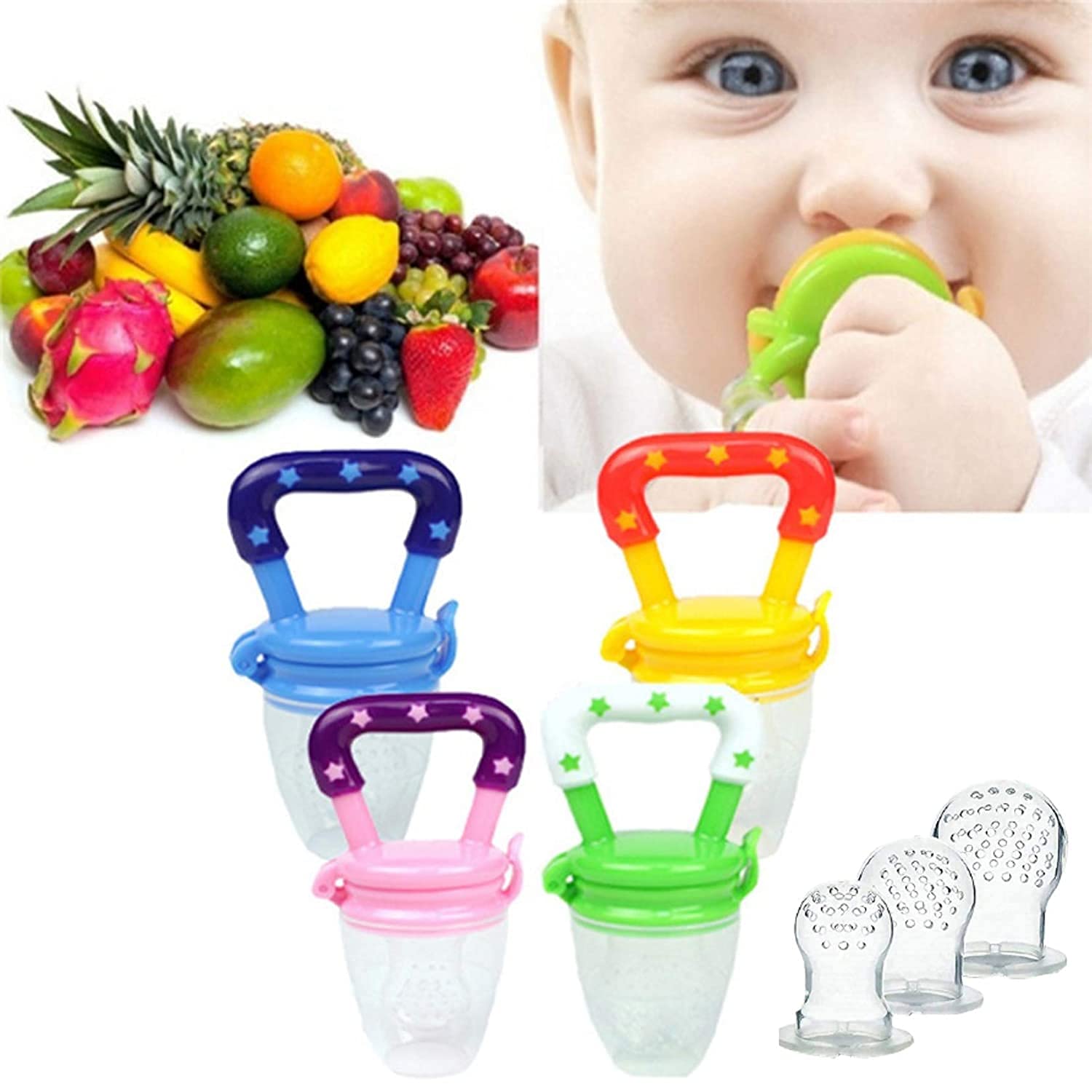 Fruit Feeder Pacifier Baby Teething Toy Teether - Multi-color. 
