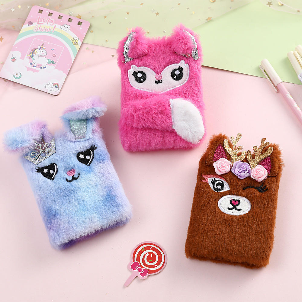 Kawaii design Bunny plush diary Decorative packaging Compact size Cartoon notebook Multiple colors Soft material Portable notepad for School Office Daily planning Writing journal Gift idea. 