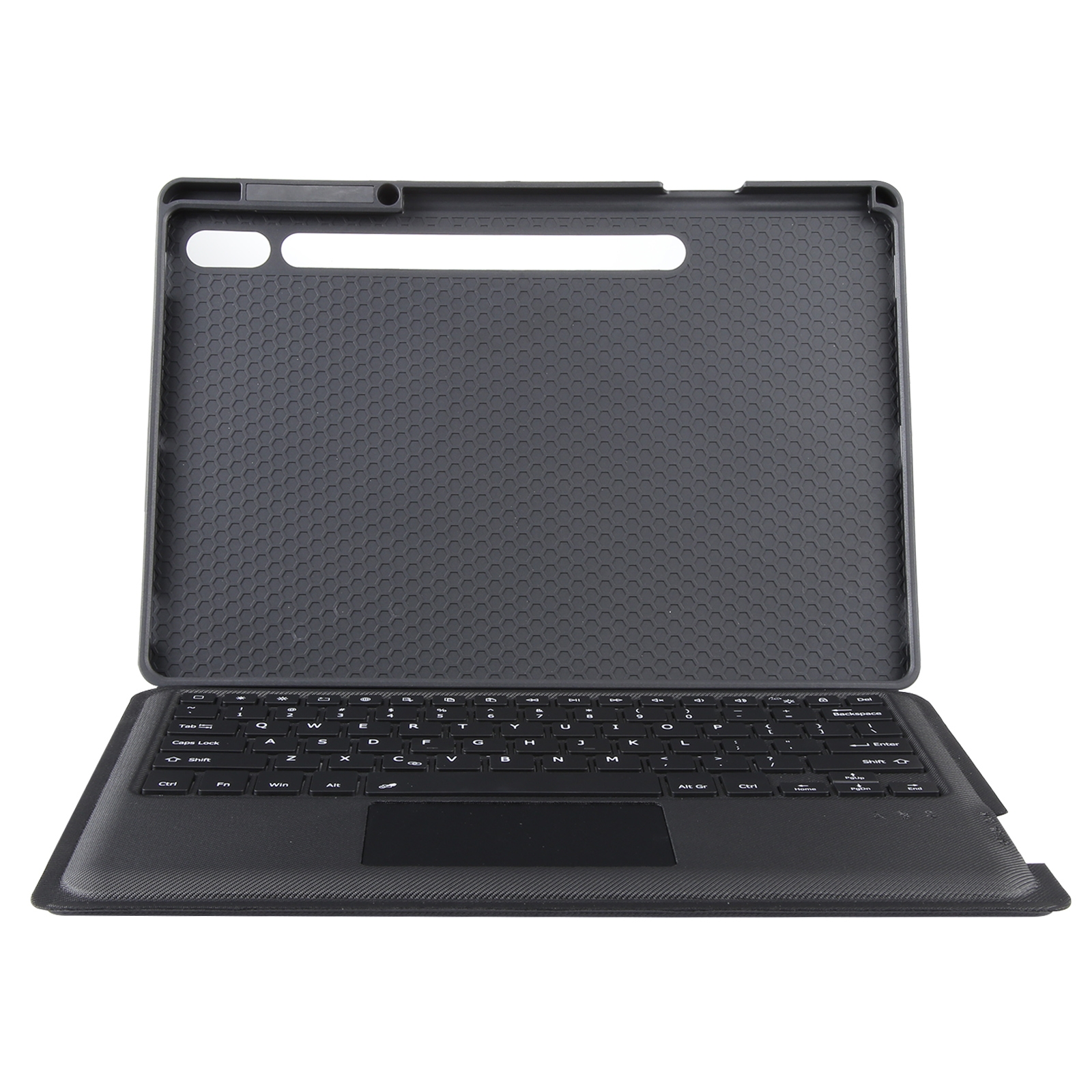 T970B-AS Pivot Backlight Upper Pen Tray Bluetooth Keyboard Leather Case For Samsung Galaxy Tab S7+/S7 FE/S8+. 