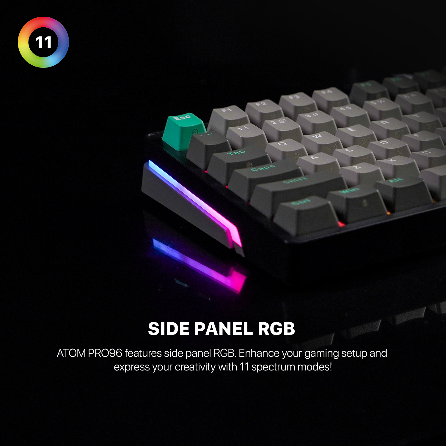 FANTECH MK914 ATOM PRO96 STELLAR EDITION RGB Mechanical Gaming Keyboard Mercury Black & Saturn Grey Layout Red Switch & Blue Switch. 