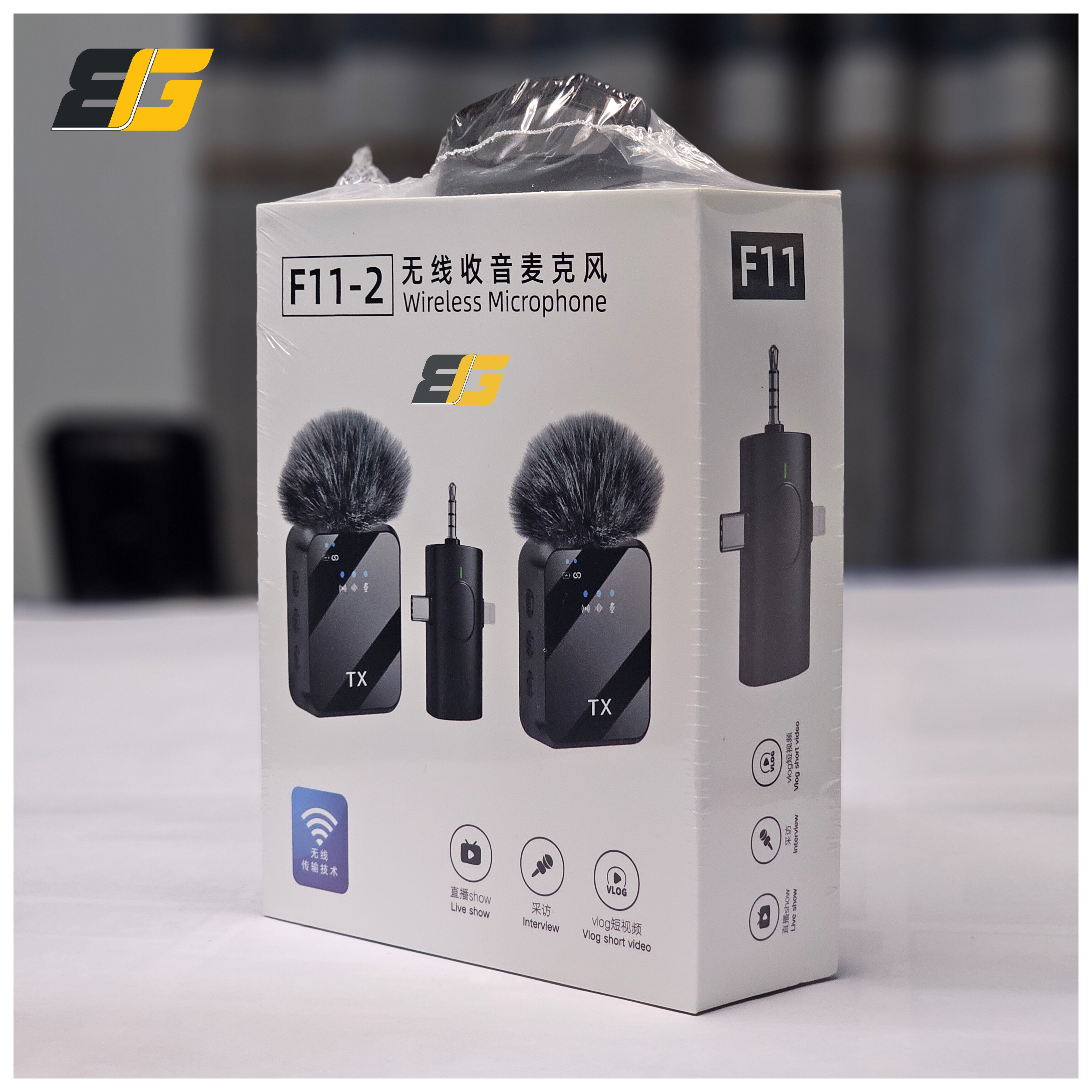 F11-2 Wireless Collar Microphone for iPhone/Android/Type C with 99% Noise Cancellation. 
