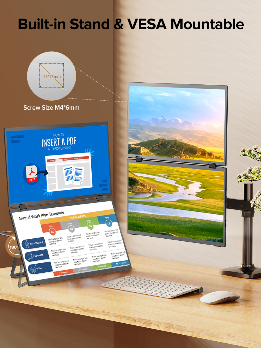 Cdisplay 15.6 Portable Monitor Dual Screen Laptop Screen Extender HDMI USB-C Triple Monitor for MacBook Pro Air Surface PC PS5. 