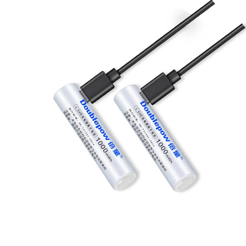Doublepow AAA Size 1.5V 1000mWh High Capacity Li-ion Rechargeable Battery With Built-in Micro USB Direct Charging Port & LED Indicator (2 Pieces Pack) - High-Energy Replacement for Dry Cells 1.5V AAA Solutions - 2 Pieces