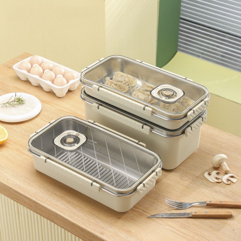 Multifunctional 2000ML/3500ML/5800ML 304 Stainless Steel Dumpling Box Thickened Fresh-keeping Dumpling Storage Box Large Capacity Sealed Refrigerator Storage Box for Kichen