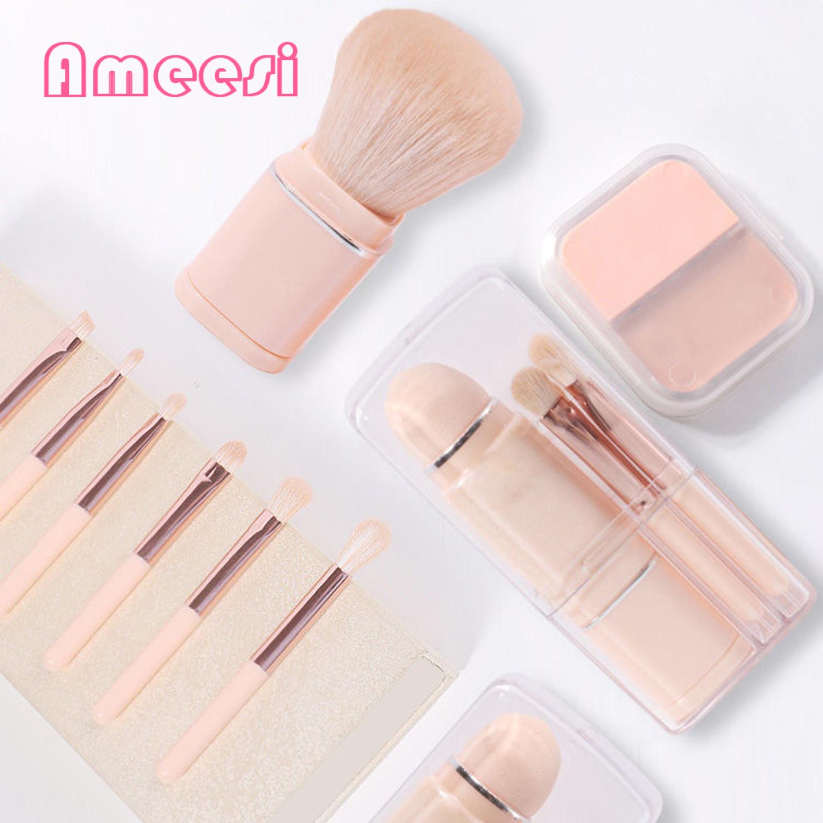Lightweight Compact Makeup Brushes Portable 8-piece Makeup Brush Set for On-the-go Beauty Soft Synthetic Bristles less Than Makeup Brush Set with Plastic Handle. 