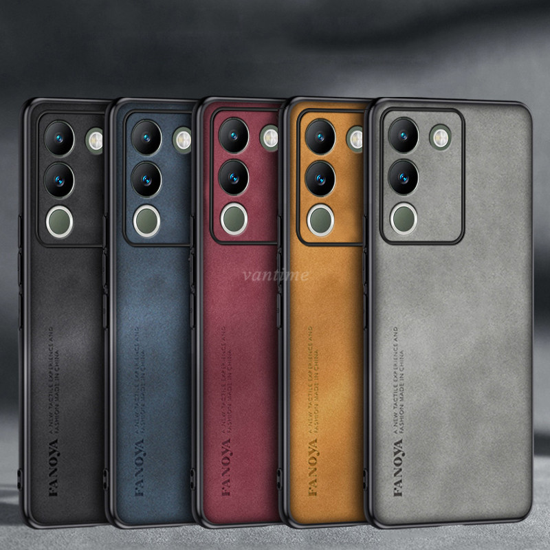Vantime for Vivo V29e 5G Case Soft Pure Leather Slim Matte Back Cover. 