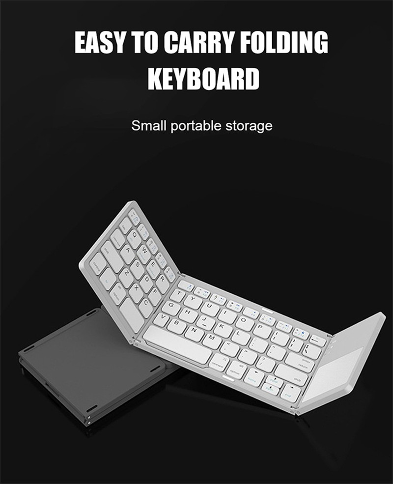 B033 Mini Folding Keyboard, Wireless Bluetooth-compatible Keyboard with Touchpad. 