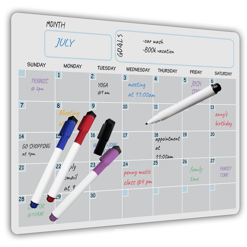 A3 Magnetic Whiteboard Dry Erase Calendar Set for Fridge 17X12 inch