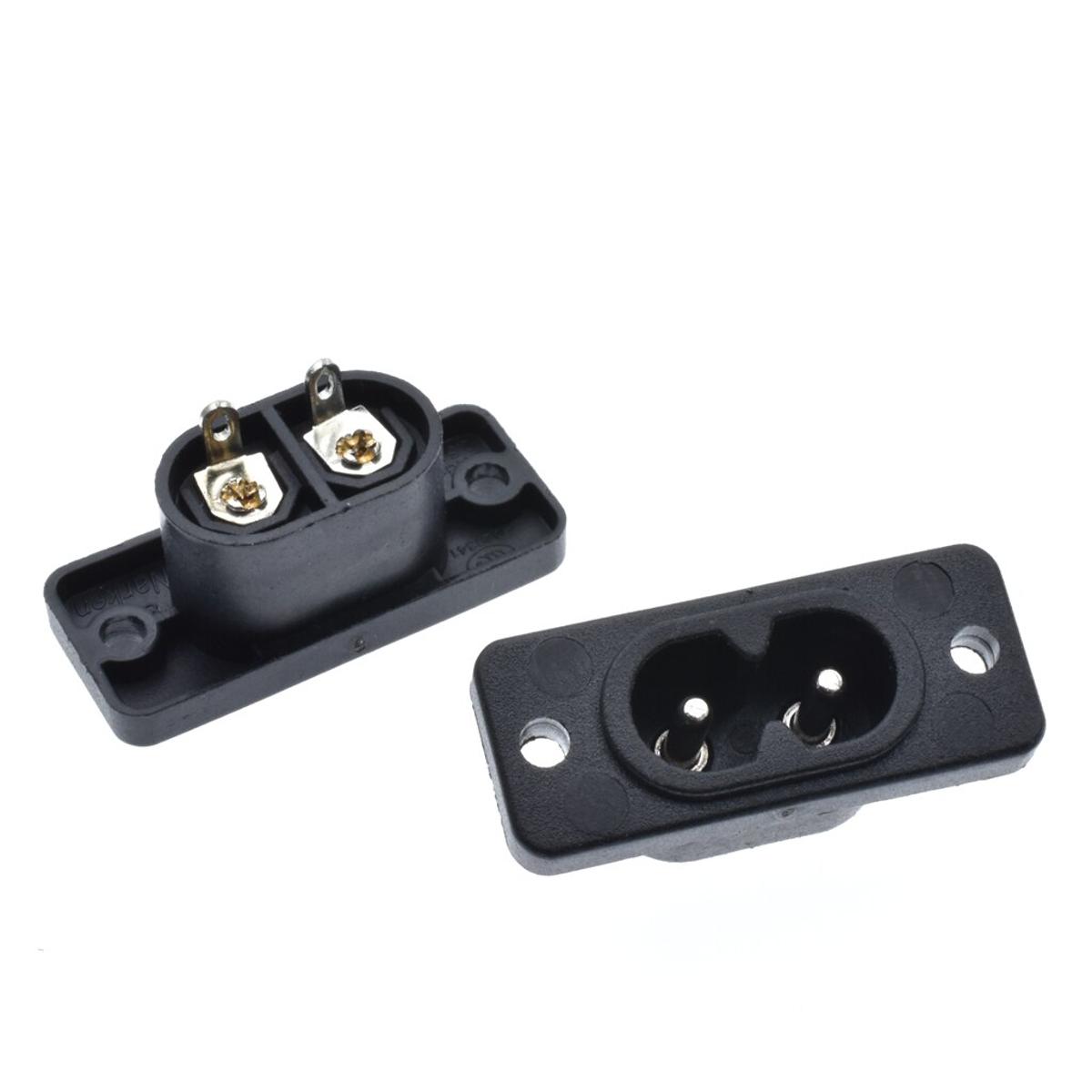 5 PCS JR-201A 2 Pin AC Power Socket Panel Mount AC Power Plug Socket