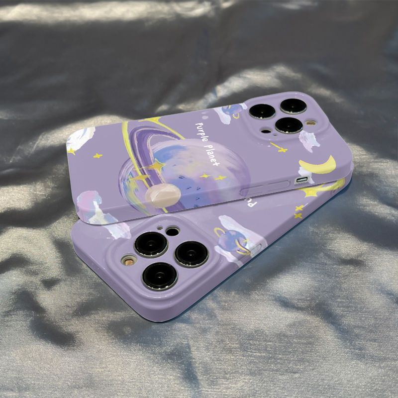Feilin Romantic Purple Planet Mobile Phone Shell for iPhone 14pro Hard Shell iPhone13pm/11pro/12/8p/xr