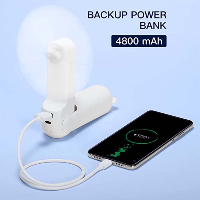 JISULIFE F8X Mini Charging Fan With Torch. 
