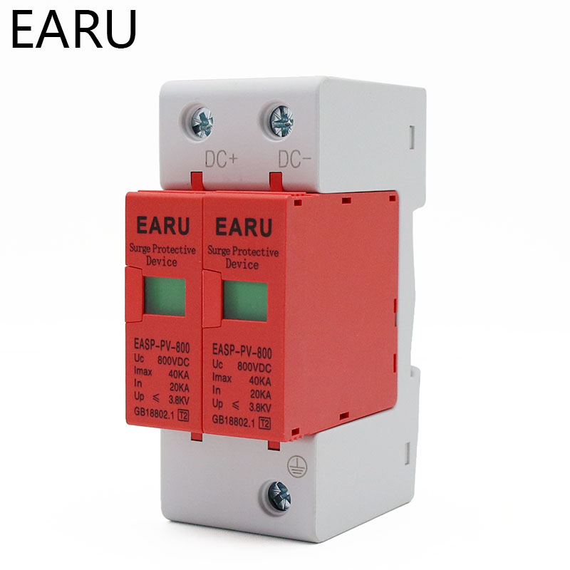 SPD DC 500V 800V 1000V 2P 20~40KA Lightning Surge Protection Protector Device Arrester Low Voltage House 2 Poles PV Photovoltaic. 