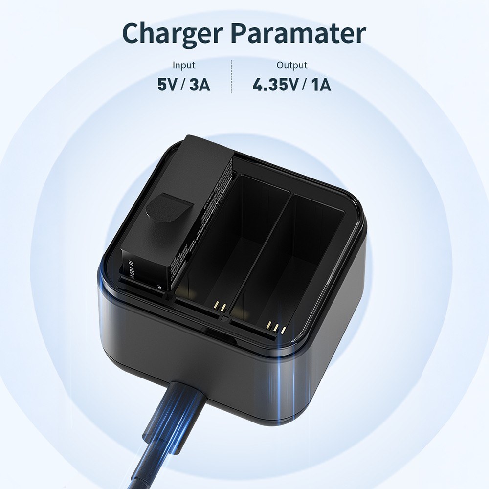 aMagisn AC21 Battery Charger with 3 Battery Channels Charging Box with USB Port and 2 Card Slots Compatible with Insta 360 Ace Pro/Ace. 