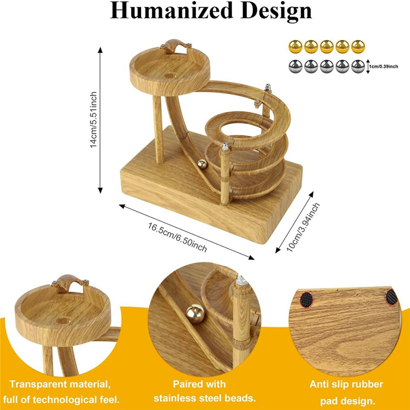 Non-Stop Rolling Ball Tabletop Toy Kinetic Art for Everyone, Scientific Physics Tool Circulation Device A. 