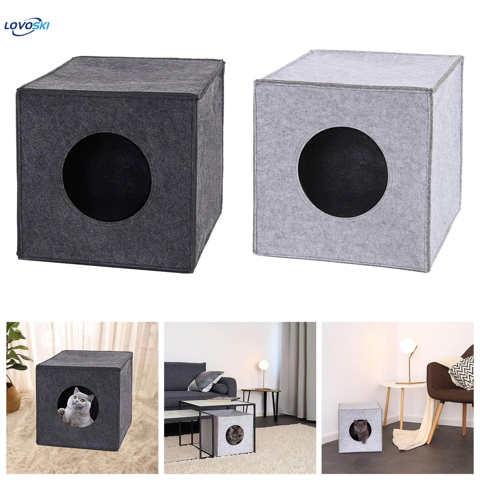 Cave Autumn Winter Soft Kennel Sleeping Cat Hideout for Puppy Cats Dog black