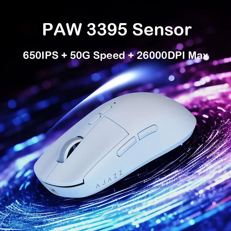 Group 2600 Wireless Mouse with Ajazz AJ099 2.4GHz Wireless Bluetooth 5.0 Wired Thrips Connect PAW3395 Gaming Chip 0dpi Mouse. 