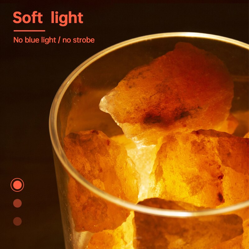 Himalayan Salt Lamp Natural Crystal Light USB Rechargable Colorful Lava Light Air Purifier Mood Creator Release Negative Ions. 