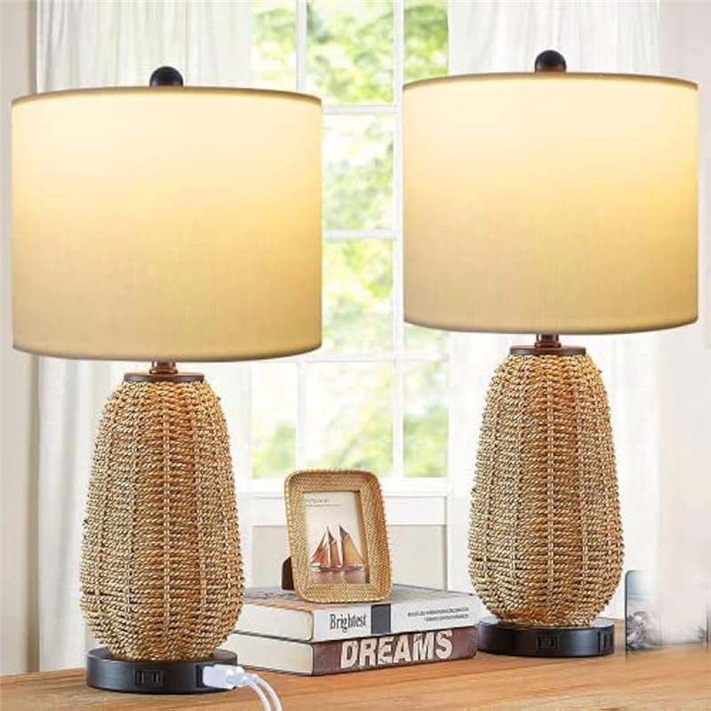 2 Piece Lamp Shades, Drum Lampshade White Replacement Fabric Lamp Shade for Table Lamp Floor Lamps. 