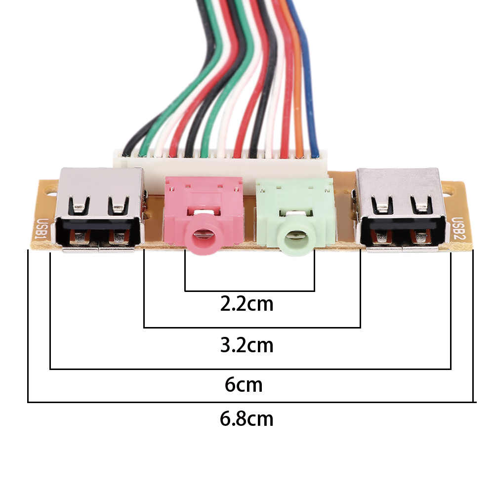 PC Case Front Panel USB Audio Port Mic Earphone Cable Line. 