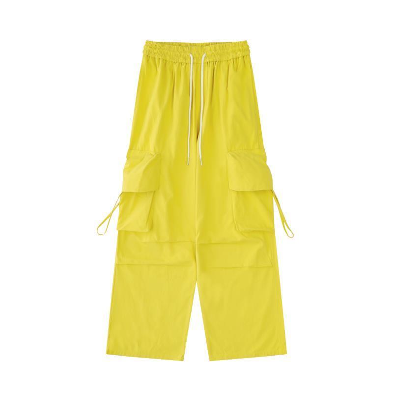 American-Style Retro Thin Quick-Drying Overalls for Women High Waist Slimming All-Matching Straight Wide Leg Casual Mopping Trousers Trendy Summer. 