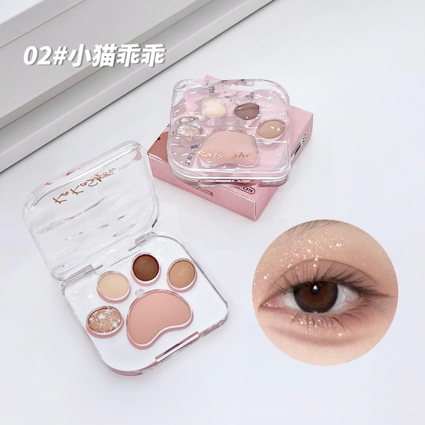 Kakashow cat claw eyeshadow palette pearlescent matte powdery and delicate Korean color silkworm blush all-in-one palette for beginners. 