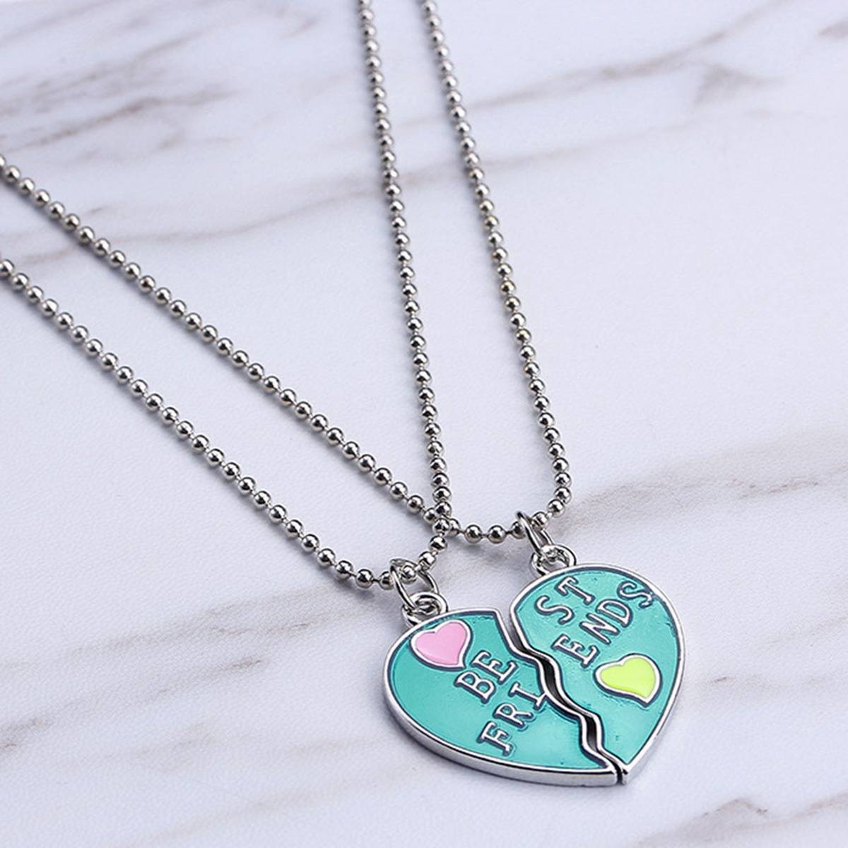 Best Friends BFF Necklaces For 2 Heart 