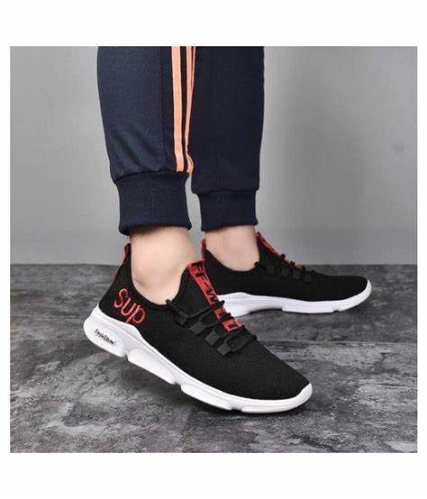 New - Sup: Fancy Black With Red Running Shoes For Men. 