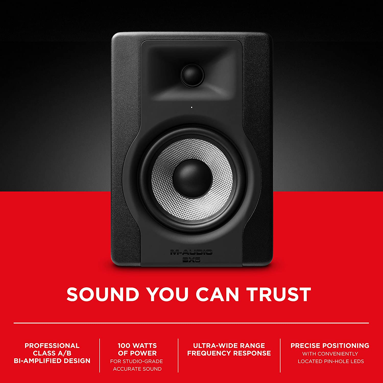 M-Audio BX5 D3 | Compact 2-Way 5" Active Studio Monitor Speaker for Music Production,1 piece. 