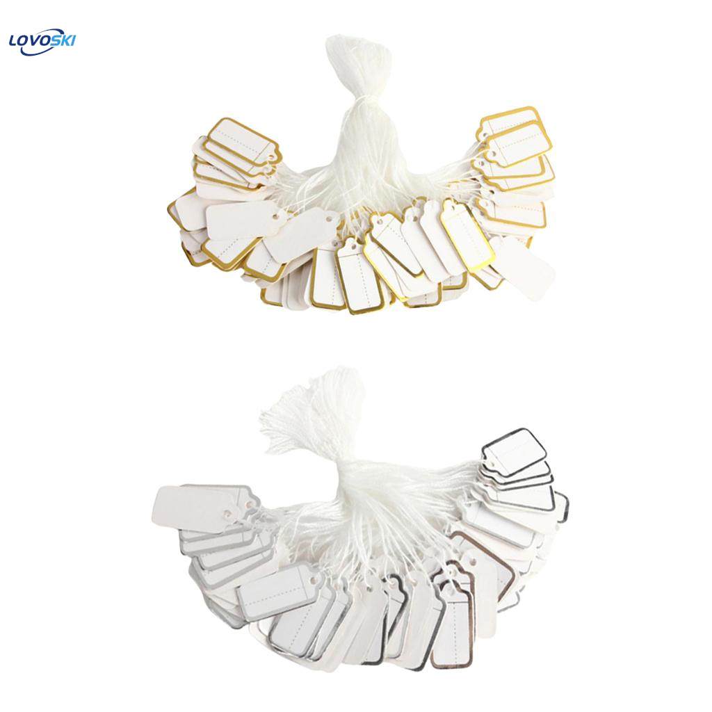 100pcs Paper Tag Price Label Tag With White Hanging String Jewelry Price Tags. 