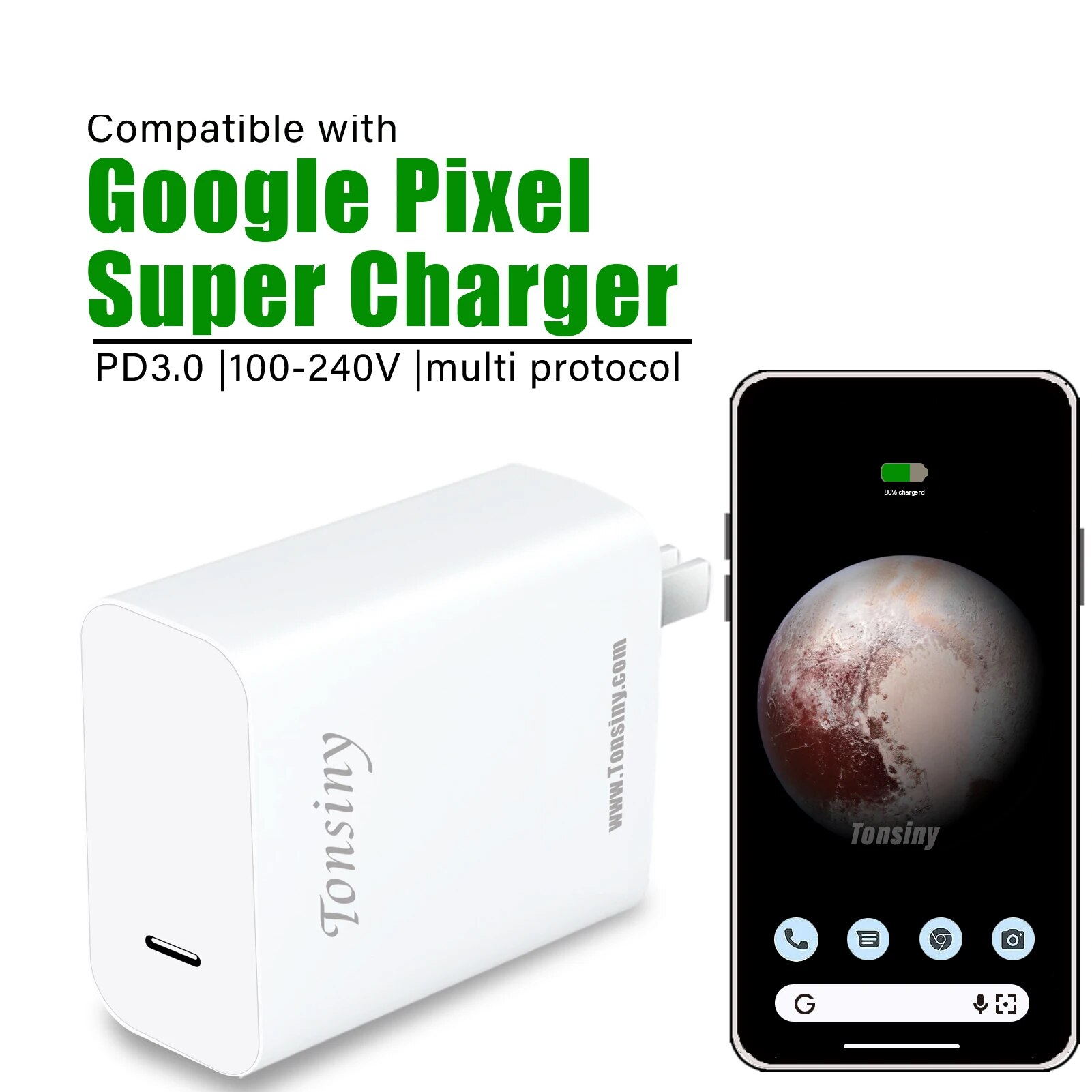 USB C Charger Plug for Google Pixel 8/7 Pro/6a/4a, 30W Type-C PD Wall Charging block for iPhone 15/15 Pro Max/iPad Pro/iPad Air