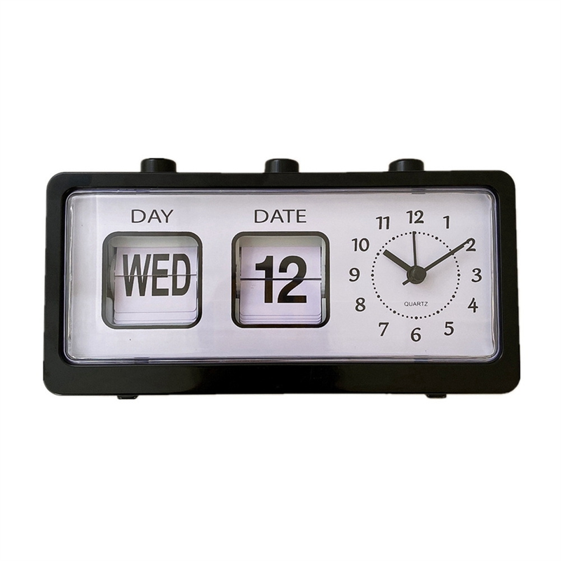 Mechanical Alarm Clock Novelty Flip Clock Desktop Digital Clock,Black