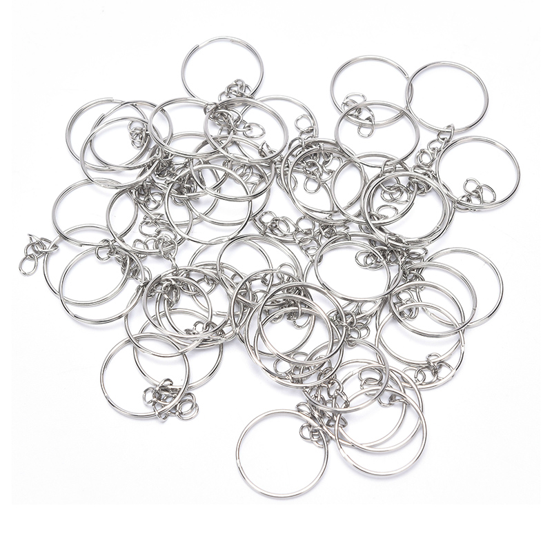 FashionApple 150pcs Key Ring with Chain Split Jump Rings with Screw Eye Pins DIY Keychain. 