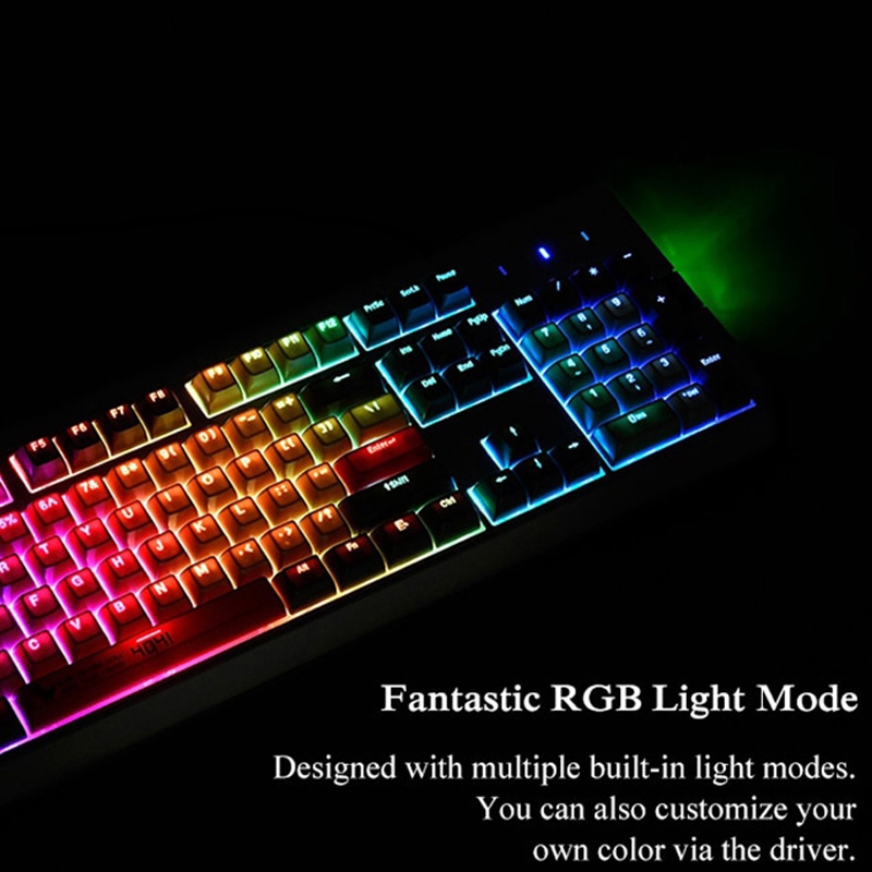 Ajazz AK510 104 Keys Retro Mechanical Keyboard SA Ball Cap PBT Internet Cafe Gaming RGB Lighting Keyboard, Cable Length 1.6m, Style:RGB Backlight + Three Orange Keycaps. 