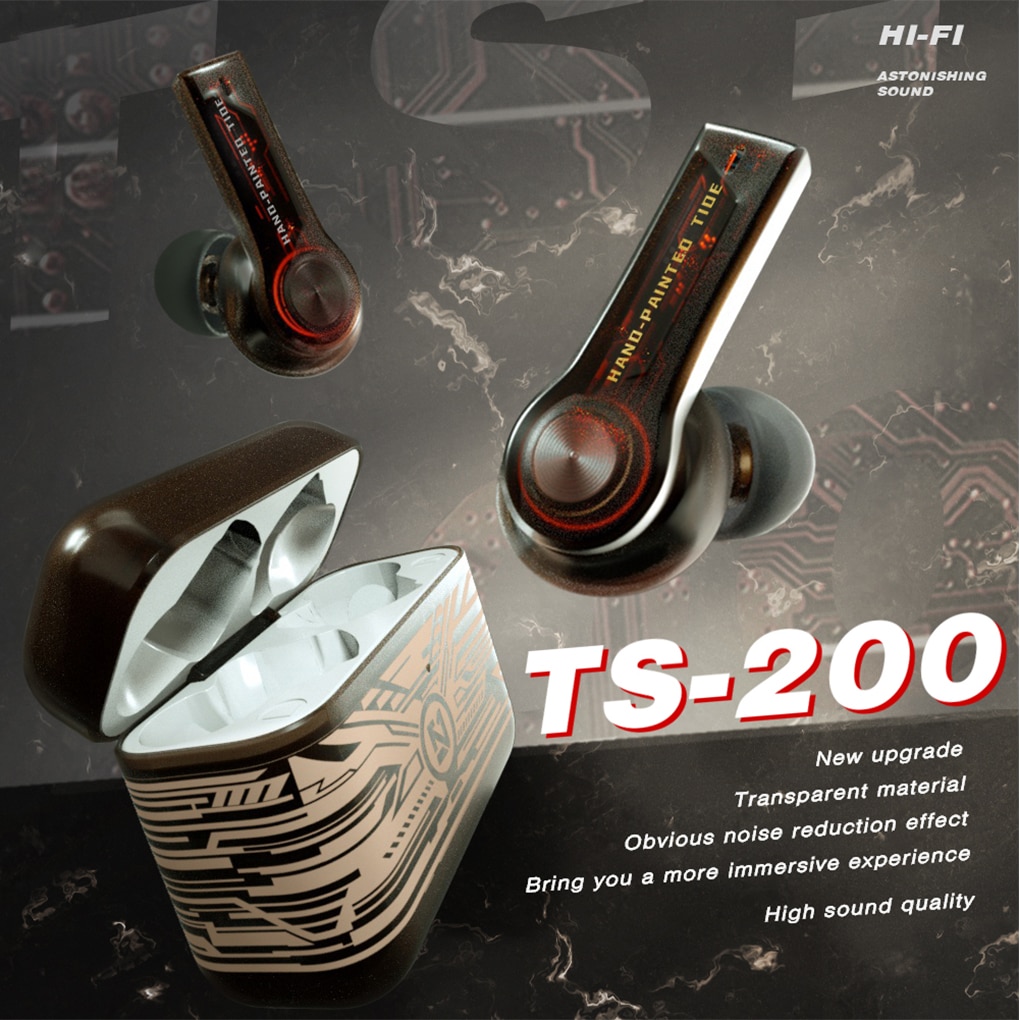 TS-200 Wireless Earphones TWS Bluetooth 5.0 Mini Wireless Bluetooth Headset With Mic Waterproof Earbud In Ear. 