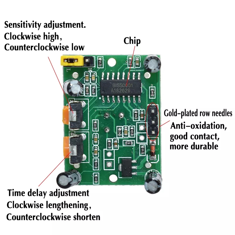 Pir Motion Sensor Hc-Sr501 Adjust Ir Pyroelectric Motion Detector Module - Solar Panel. 