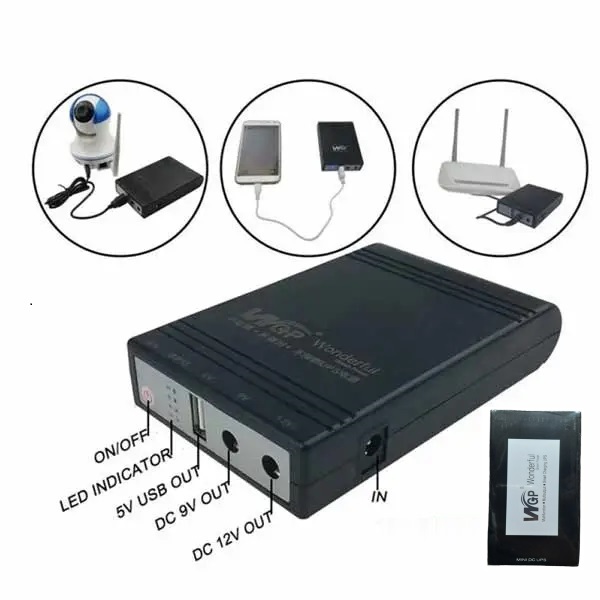 Mini UPS DC UPS 5V-9V-12V Volt Output for Router, Onu, CC Camera. 