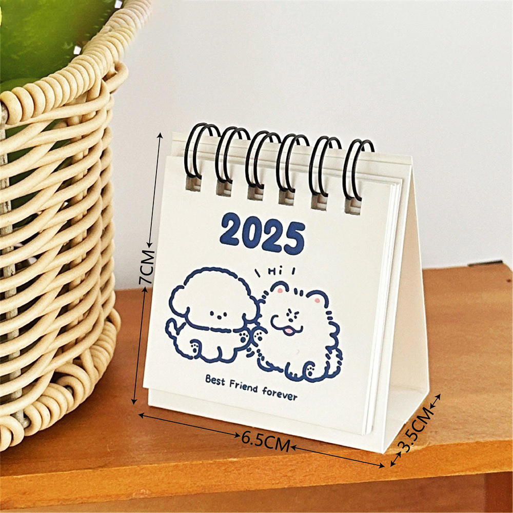 White Mini Desk Calendar Double Coil Binding Paper  Cute  Calendar 2025 New Mini Desk Calendar for Home Decor School Supplies Office Desk Accessory Gift For  Lovers  Management Tool. 