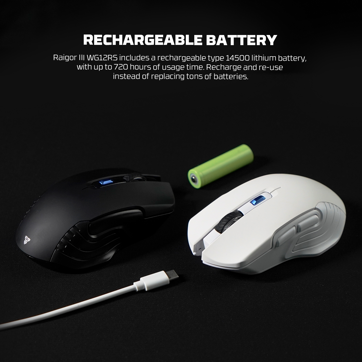 FANTECH WG12RS Raigor III Wireless Gaming Silent Mouse Pixart 3065 2000DPI Wired Mouse Poling 125Hz Macro Button Mice. 